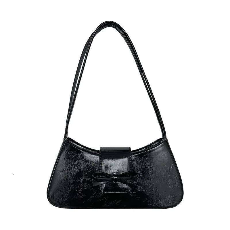 Sweet Cute Korean Bow Shoulder Underarm Tote Bag Sier Black Red White Ladies Sling Bags Leather Zip Purses Handbags Women