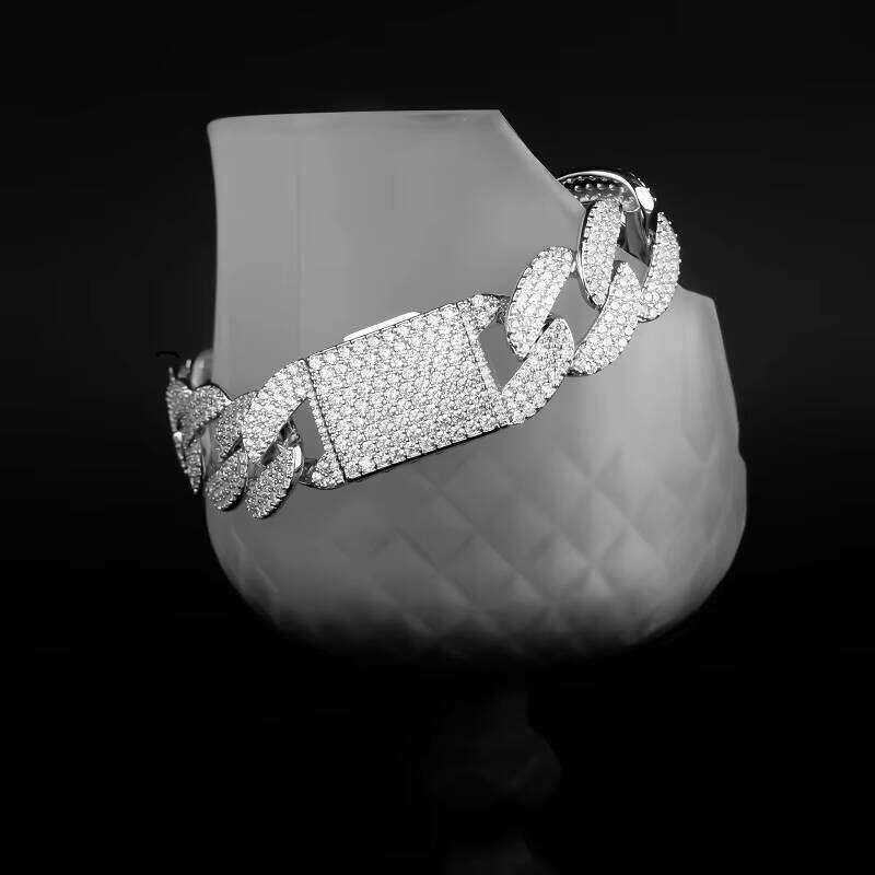 Men's Unisex 14k/ Gold Plated Hip Hop Style Zircon Stone Sier Miami Cuban Chain Fashionable Link Bracelets