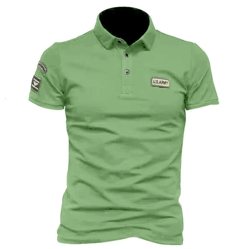 Men Short Sleeve Breathable Polo Shirts Embroidered T Shirt for Lightweight Solid Color Tops Button 250527
