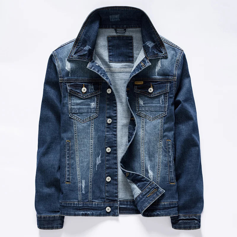 3 Colors Classic Style Mens Vintage Blue Denim Jacket Spring and Autumn Stretch Cotton Casual Jeans Coat Male Clothes 250530