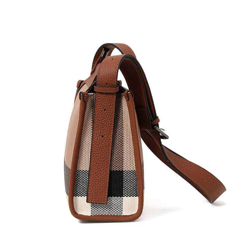 Aidrani Cowhide 2024 Autumn New High-End Plaid Satchel Small Square Casual Versatile Genuine Leather Shoulder Crossbody Bag