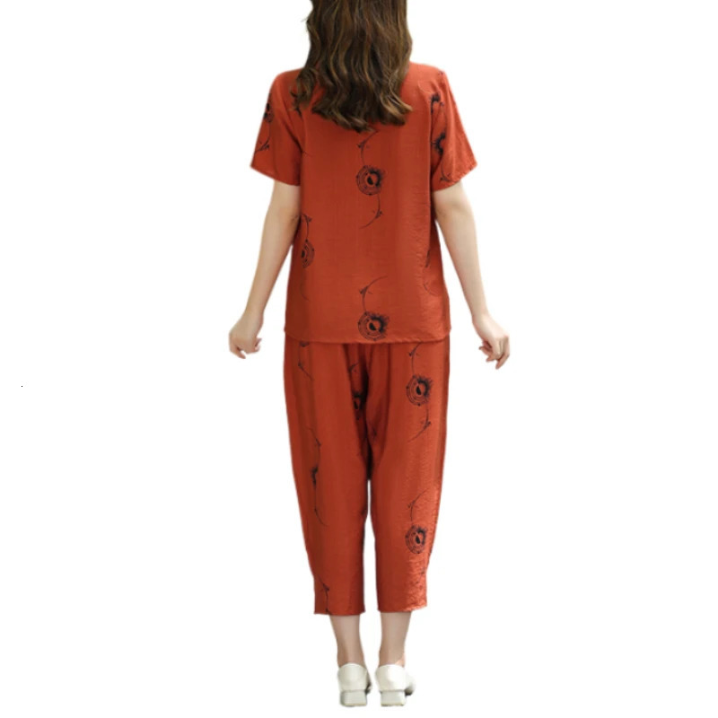 Classic Summer Two Piece Set TshirtPants 2024 Womens Plus Size Fashion Casual Short Sleeve Knitted Button Clothing 250603