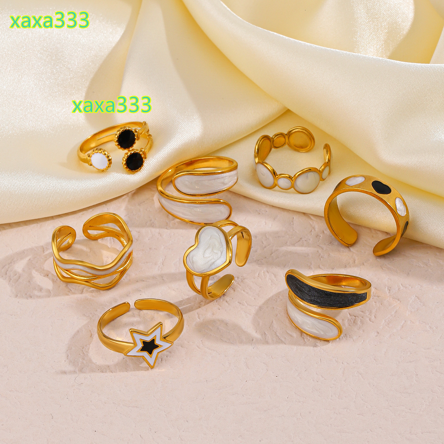 Wholesale Stainless Steel Rings Fashion Womens Trendy Ring Simple Popular Five-Pointed Star Heart Design White Oil Dropping