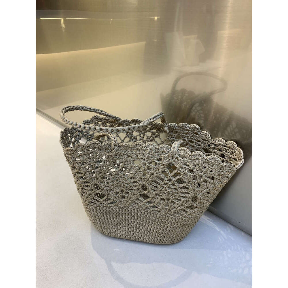 Handmade Single Shoulder Crochet Women s Hollow Pattern Woven Handbag Cotton Knitted Beach Bag