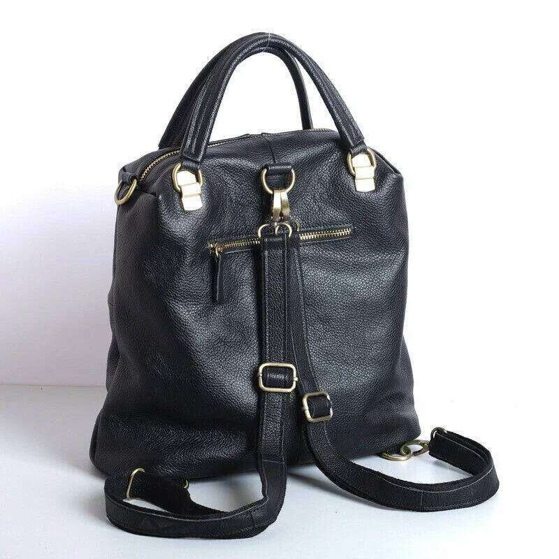New Designer Cowhide Genuine Women Backpack Women's Shoulder Black Leather Handbags Travel Bag