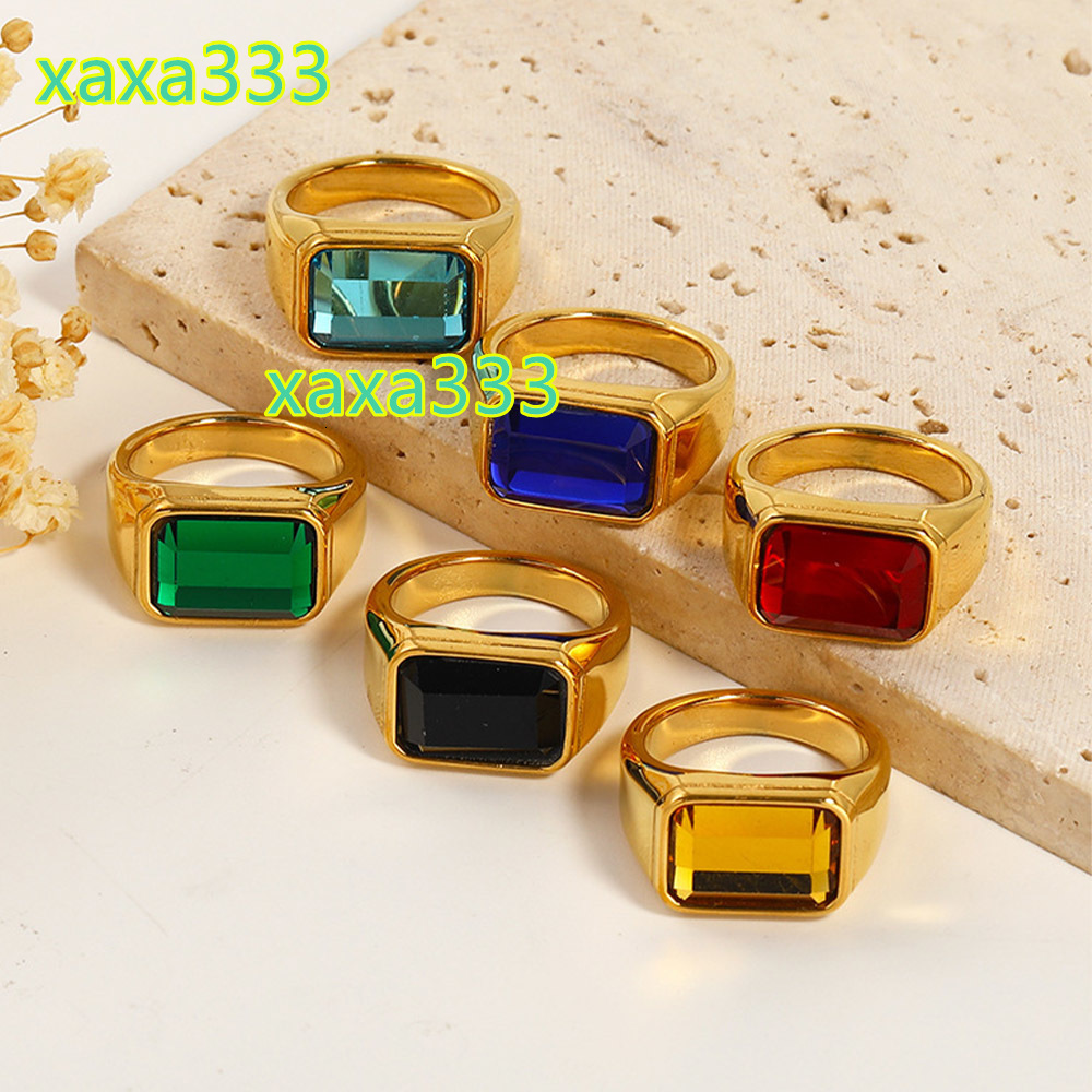 Retro simple large diamond women's ring European and American style S925 18K gold plating Popular new jewelry