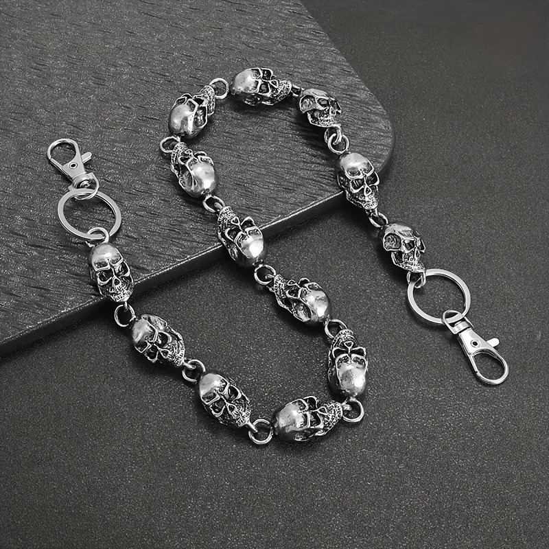 Hip-Hop Punk Style Metal Personalized Waist Chain For Men And Women Fashion Gothic Skull Head Cool Alloy Steel Waist Chain Gifts 250530
