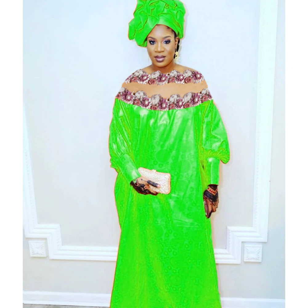 African Long Dresses For Wedding Party Clothing Top Quality Turkey Traditional Basin Riche Max Size Dashiki Robe With Headscarf 250603