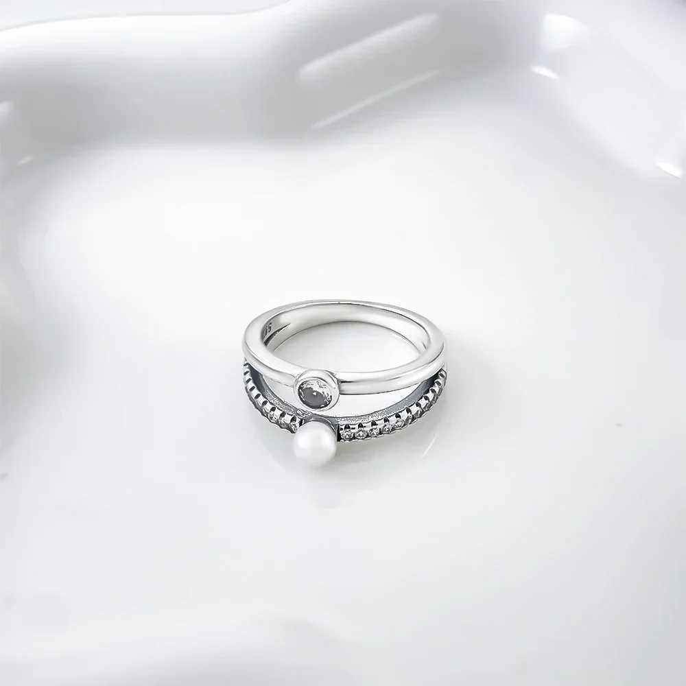 925 Sterling Silver Pearl Pav Halo Stud Collarbone Necklace Earrings Ring Jewelry Set for Women Luxury Boutique Jewelry Gift Z250607