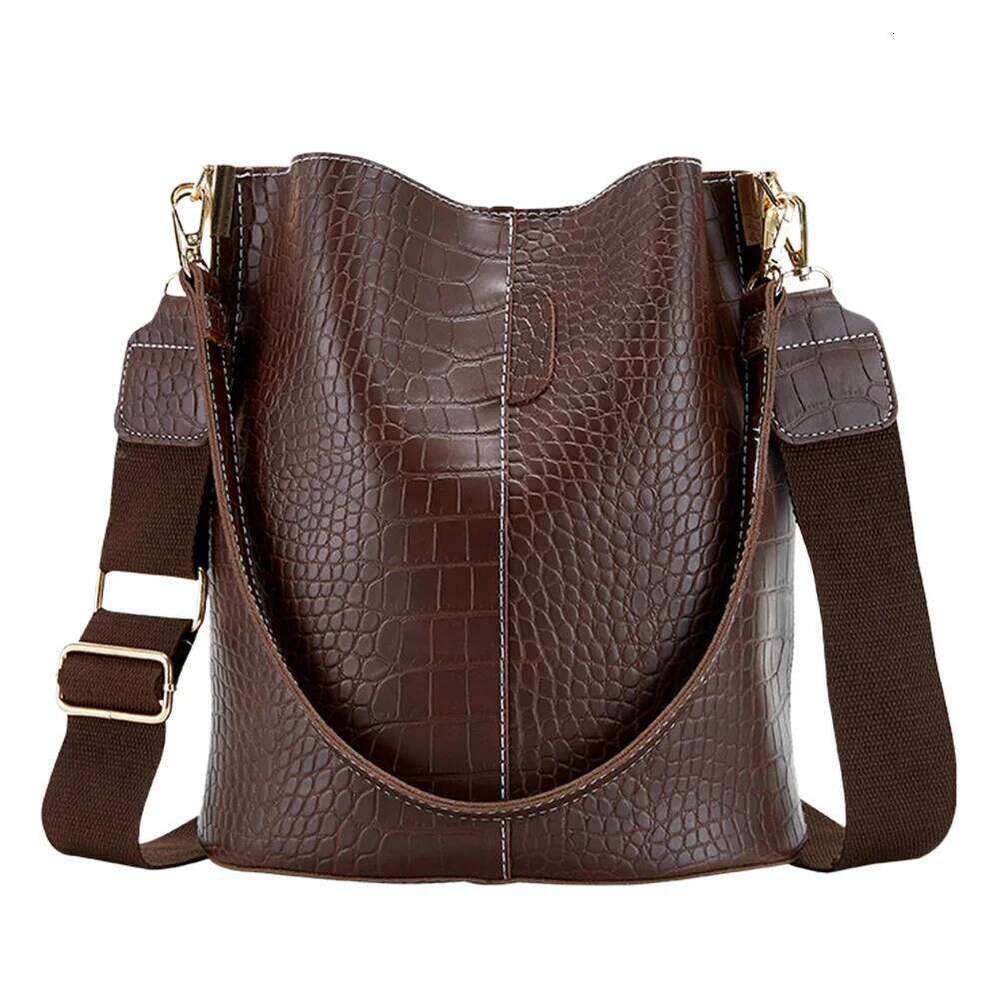 Leather Crossbody Women Large capacity Patchwork Fashion Bucket Bags Crocodile Pattern Shoulder Messenger Handbag