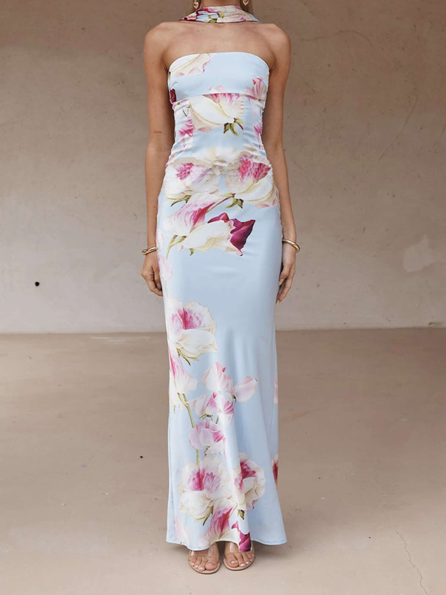 Elegant Maxi Dress with Boho Floral Print and Off-shoulder Design Perfect for Summer Parties and Beach Vacations