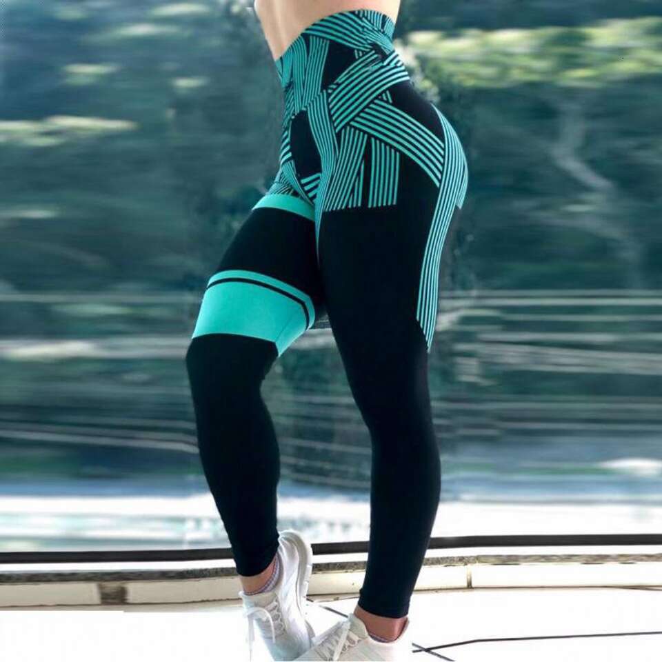Striped Digital Print High-Waisted Butt-Lifting Fiess Yoga Leggings for Women 2025 New Casual Versatile Fashion Apparel