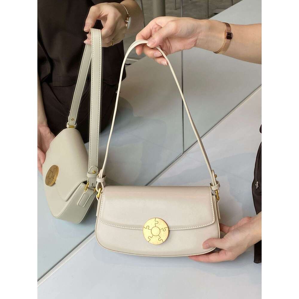 Underarm High-End Shoulder Women Cowhide Small Square Baguette Bag Genuine Leather Women's Crossbody Niche Light Luxury