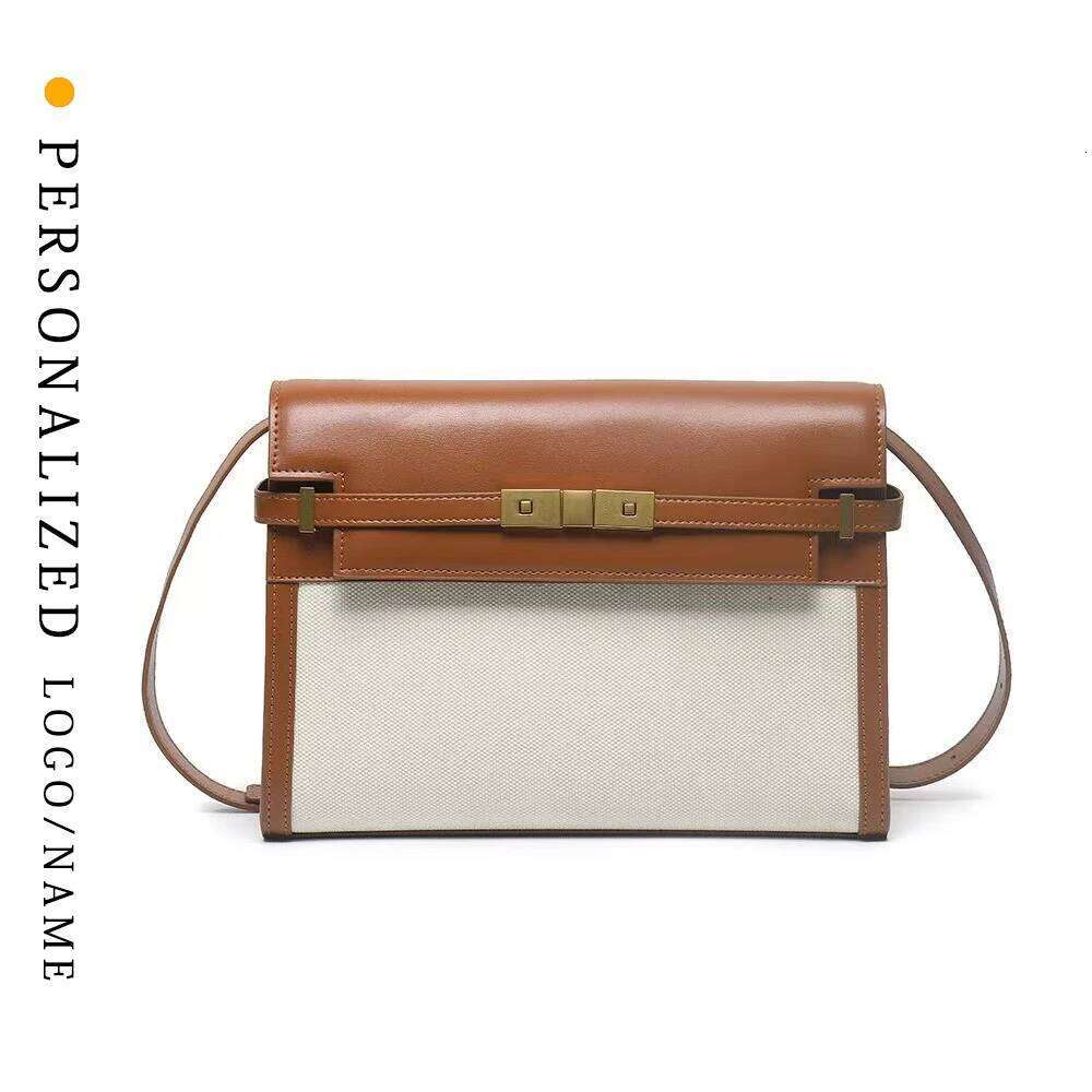Free Custom First Letter Genuine Leather 2025 New High-Quality Cowhide Portable Crossbody Bag Women's