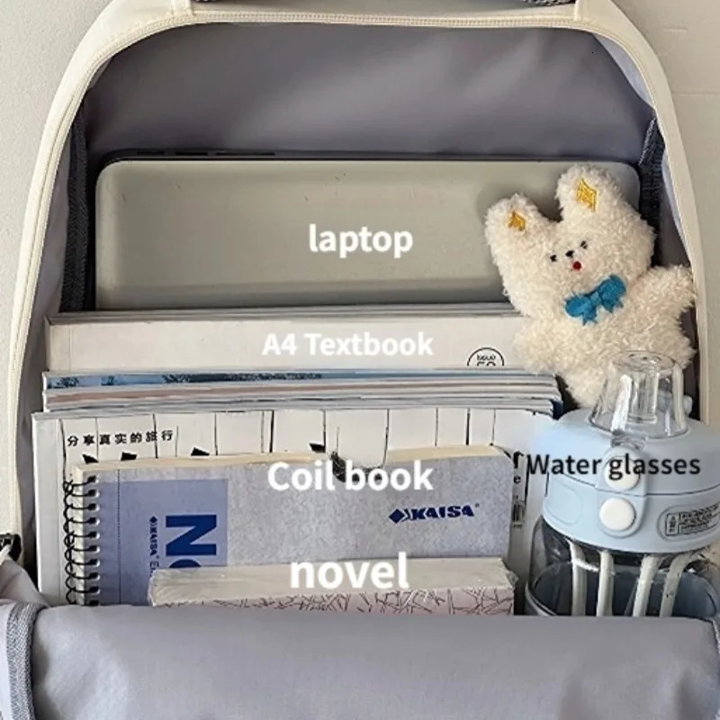 The college style soft girl color schoolbag Korean version simple letter backpack for primary and secondary school students 250605