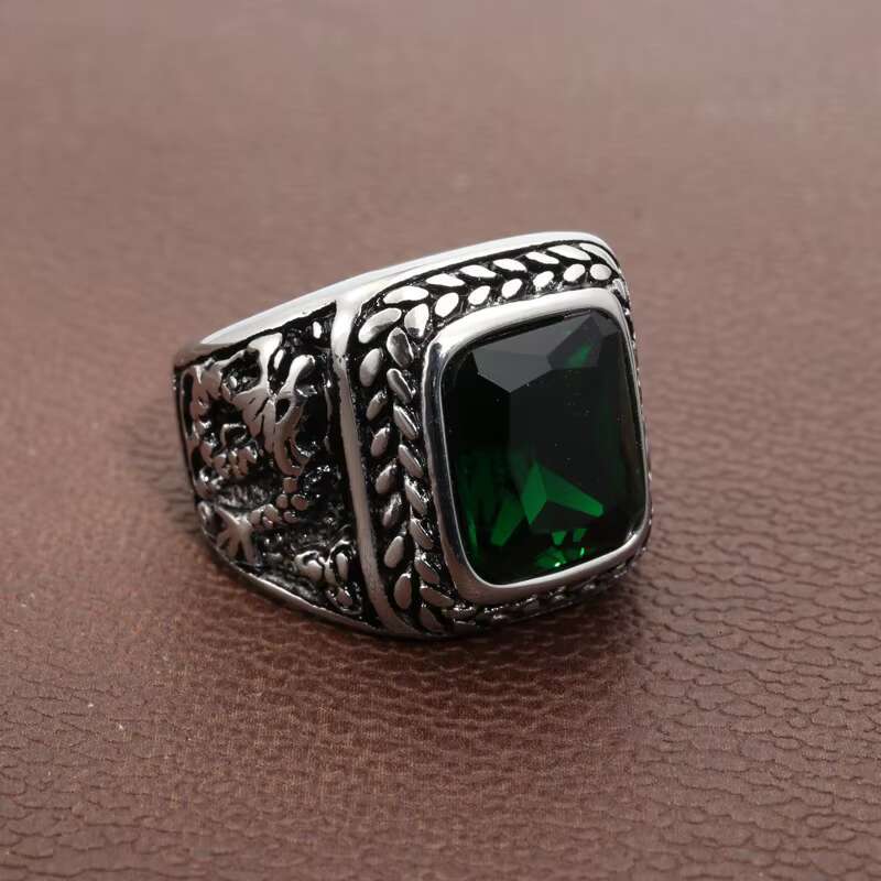 Popular 18k Gold-plated Titanium Steel Dragon Gemstone Ring Punk Style Rock Fashion Personality Stainless Steel Jewelry Ring