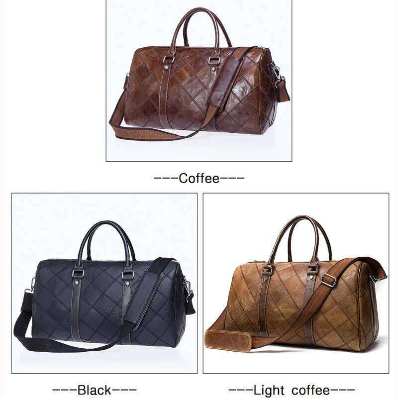 WESTAL Men's Hand Genuine Duffle Bags Leather Lage Travel Suitcases Handbags big/Weekend Bag