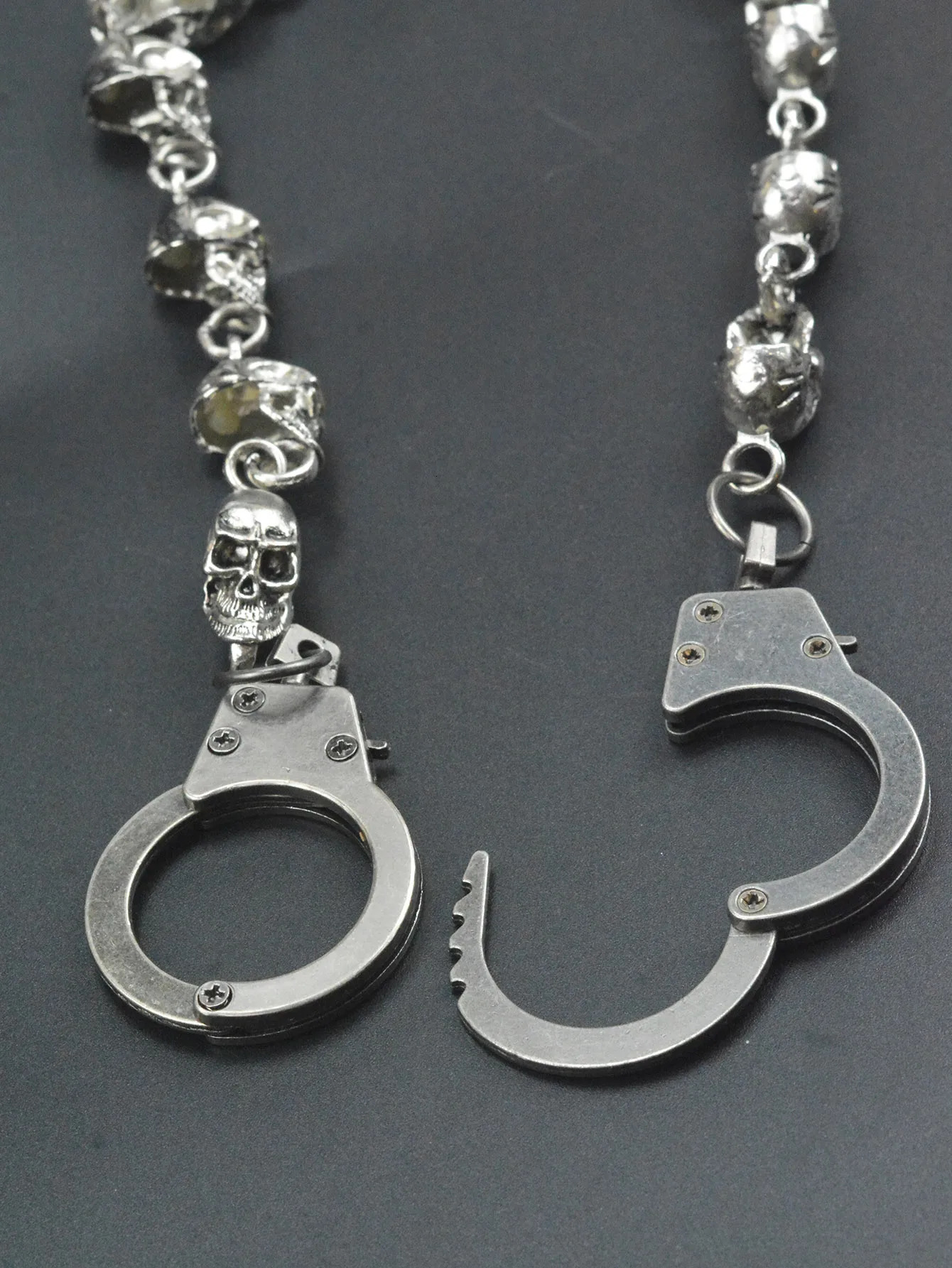 Hip pop Heavy self defense EDC Trousers Jeans Wallet waist pirate skull Chain thumb cuff Keychain choker Gift choice 250530