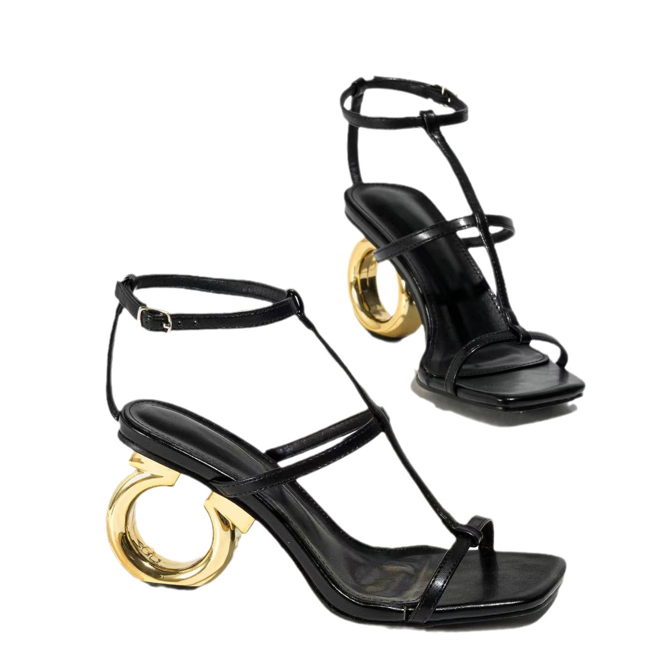 Designer Shoes Women's Geometric Heel Gladiator Sandals Ankle Strap Open Toe 2025 Free Shipping