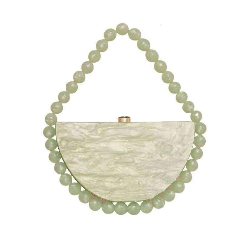 Evening Bag New Pearl Leopard Acrylic Semi-Circular Clutch Vintage Beaded Handbag Hand Bags For Women 2025 Design Bride