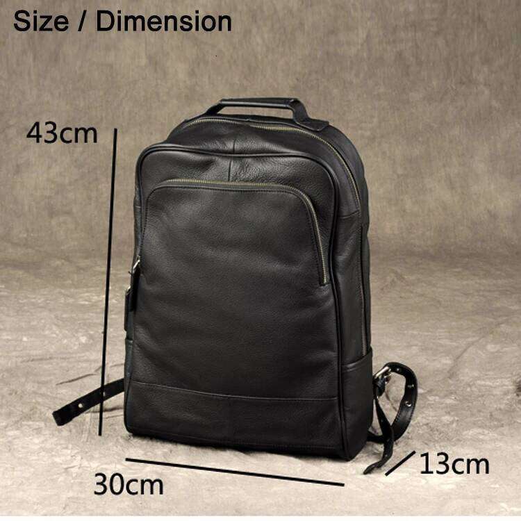 Designer Bag High Quality Fashion Genuine Leather Men Bagpack Student School Bag Backpack Daily Male Rucksack Large Knapsack Black