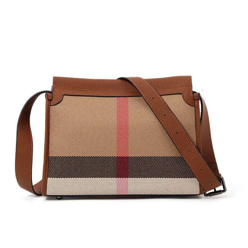 Aidrani Cowhide 2024 Autumn New High-End Plaid Satchel Small Square Casual Versatile Genuine Leather Shoulder Crossbody Bag