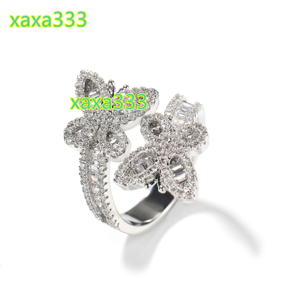 New Arrival Adjustable Baguette Opening Double Butterfly Shape Women Ring