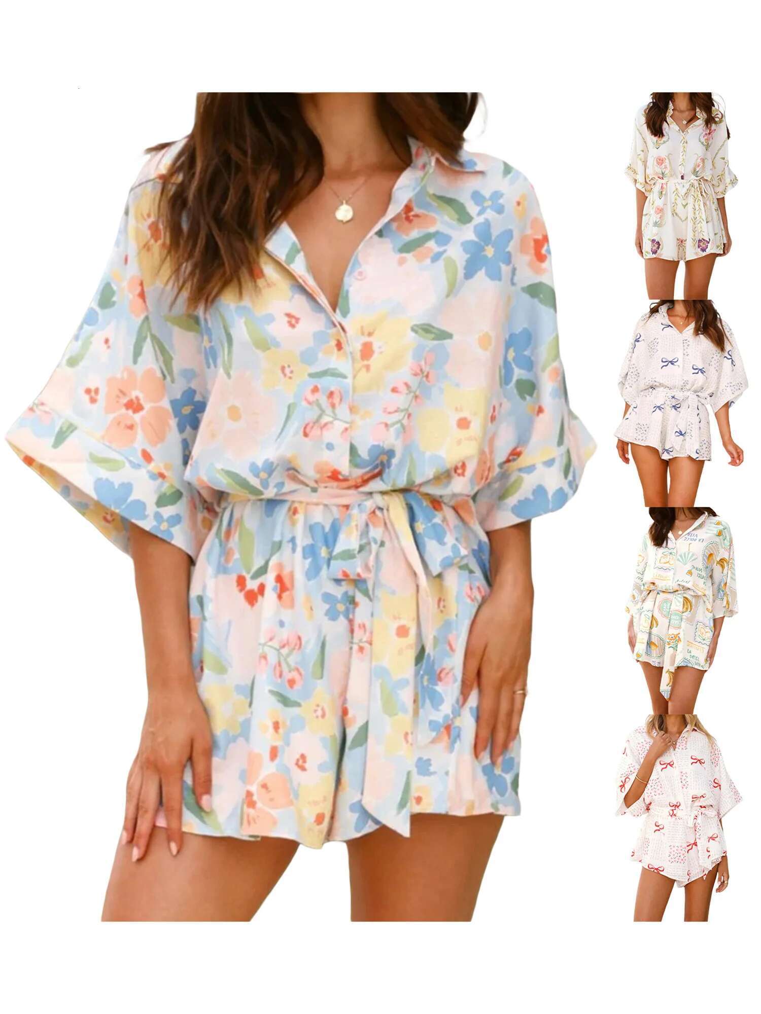 Womens Casual Sleeveless V-neck Romper with Pockets Elastic Waist Solid Color Short Jumpsuit Beach Playsuit