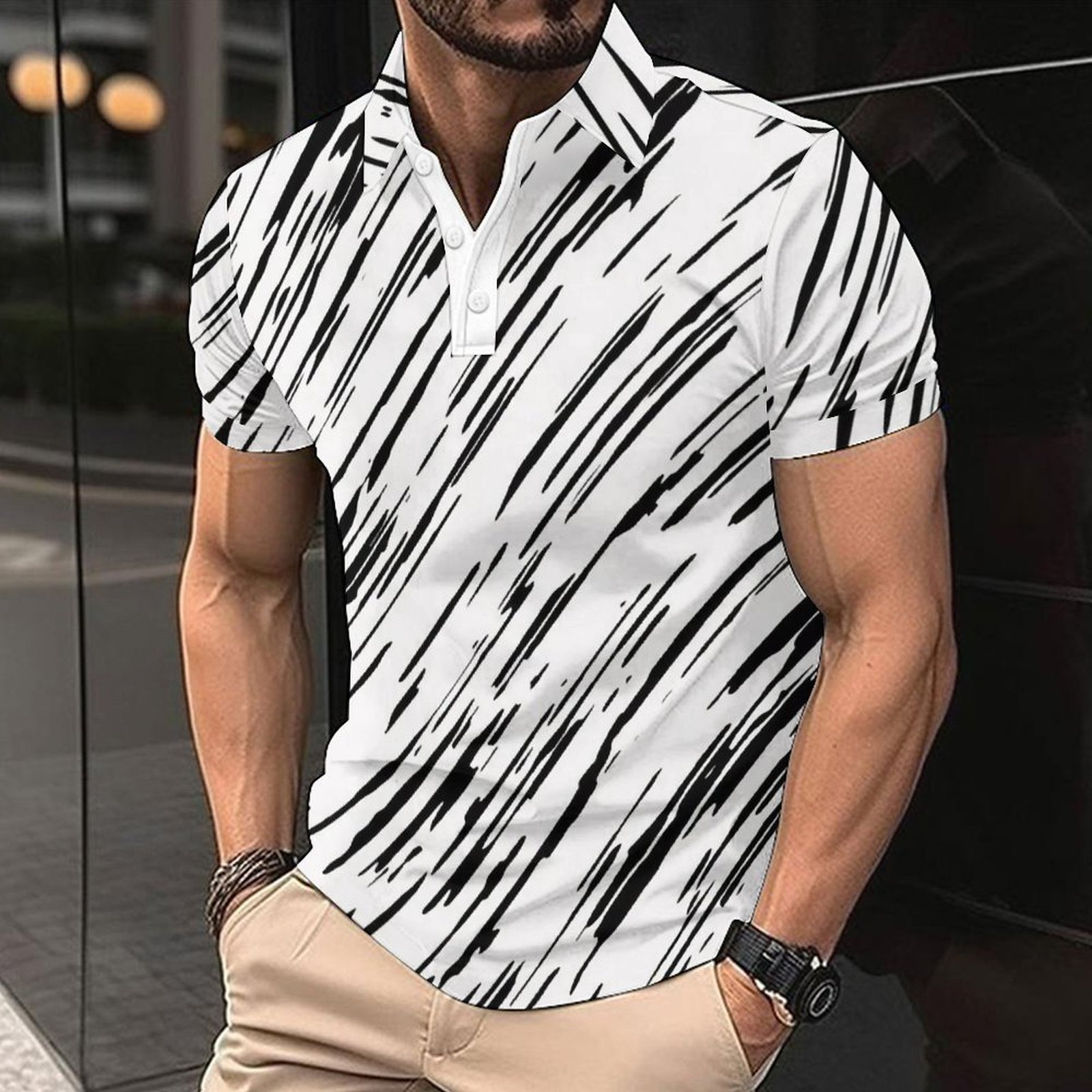 mens polo shirt golf shirt designer polo with Stylish 3D Printing Men's Collared Short Sleeve Printed Polo Shirt EU Sizes: S - 3XL