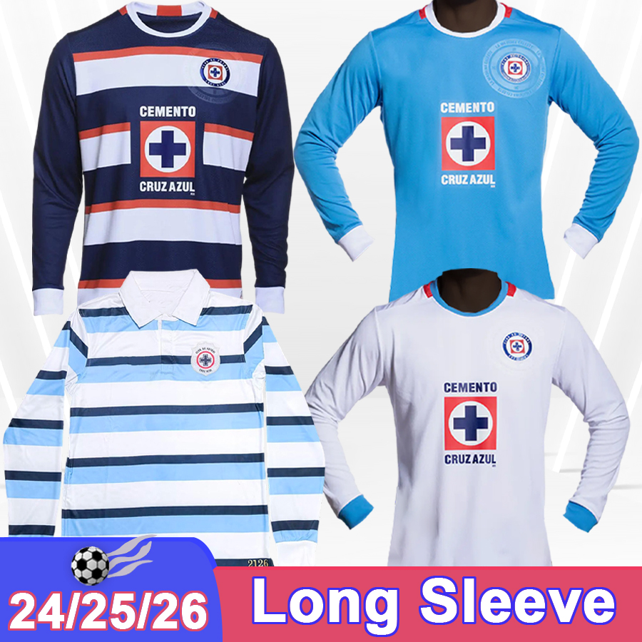 24 25 26 Cruz Azul Mens Long Sleeve Soccer Jerseys DITTA LIRA SEPULVEDA GUTIERREZ RIVERO RODRIGUEZ Home Away GK Commemorative Edition Football Shirts
