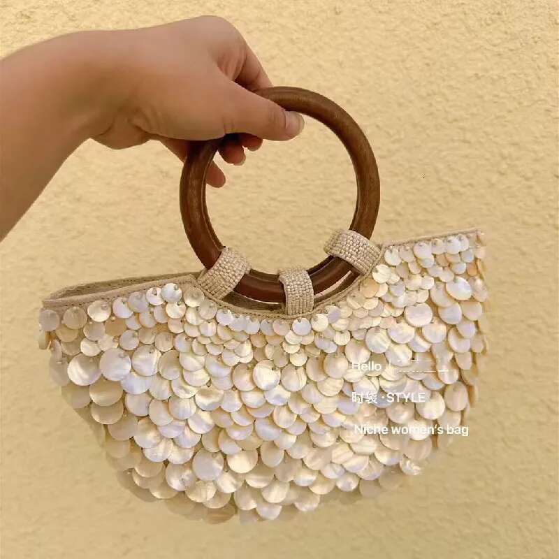 Handmade Heavy Industry Embroidered Rhinestone Bead HandbagPearl Diagonal Totes