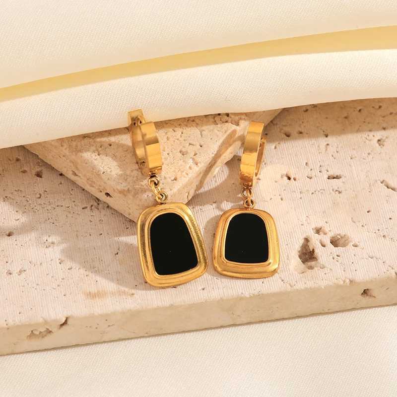 GANEMLY 316L Stainless Steel Geometric Pendant Necklace Earrings Set Jewelry Temperament Collar Women Waterproof Bijoux Femme Z250607