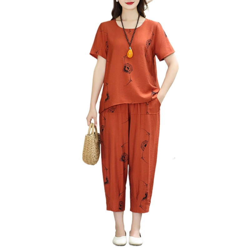 Classic Summer Two Piece Set TshirtPants 2024 Womens Plus Size Fashion Casual Short Sleeve Knitted Button Clothing 250603