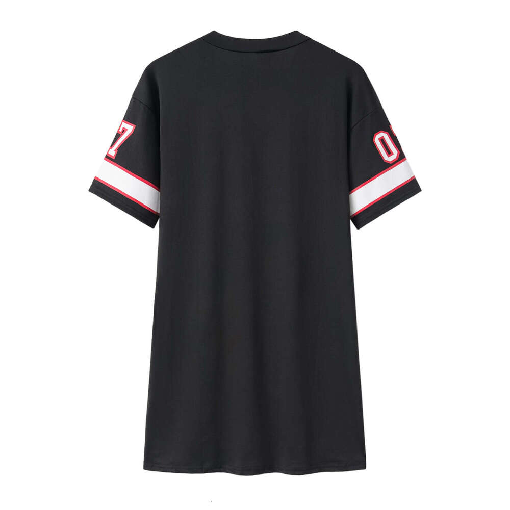 European and American Women's Fashion Casual Hip-hop 07 Letter Print Spring Summer Short Sleeve T-shirt Dress Women 2025 Elegant Versatile New Tr