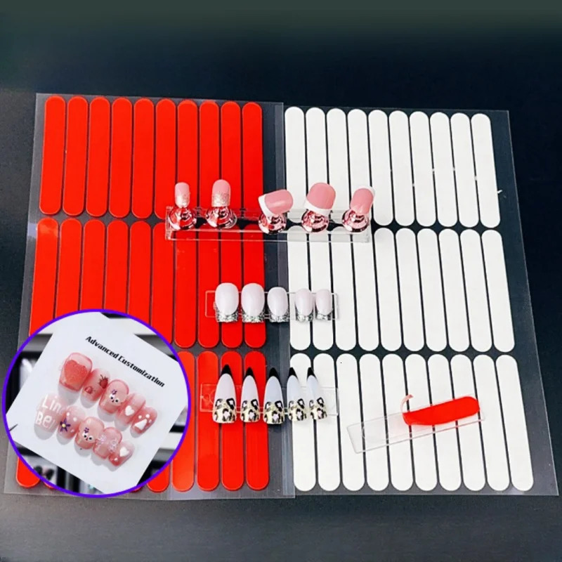30pc Nail Adhesive Tape False Nails Display Stand Glue Doublesided Pasted Practice Show Square Round Strong Sticky Sticker 250605