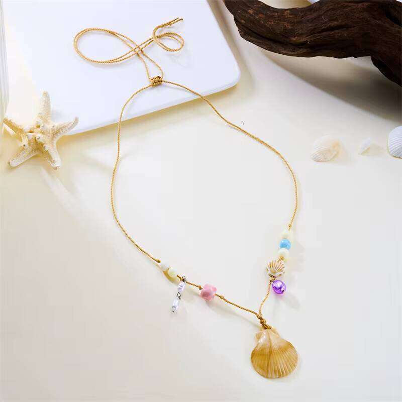 Bohemian Style Ceramic Shell Pendant Pearl Charm Women Girls Summer Beach Creative Y2K Fashion Necklace Jewelry