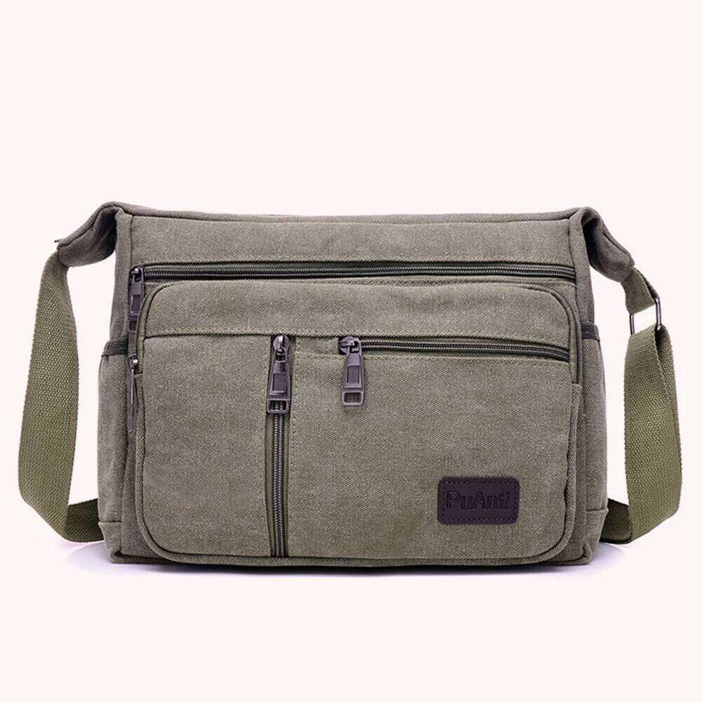 Men Travel Crossbody Large Capacity Canvas Outdoor Shoulder Wear-Resistant Casual Messenger Work School Bag for Male