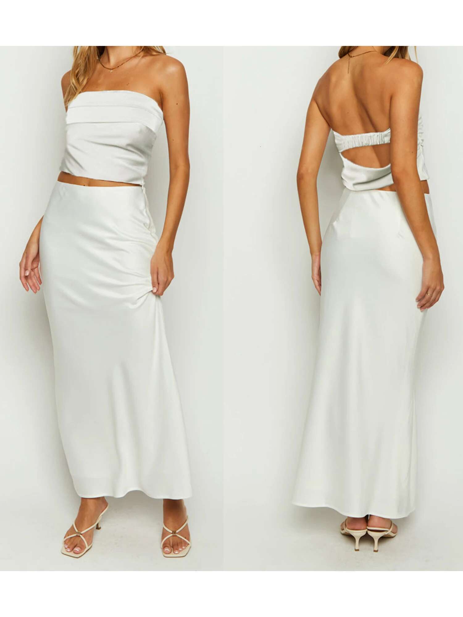 Elegant Floral Print Off-shoulder Top and High Slit Maxi Skirt Set for Womens Summer Fashion Look