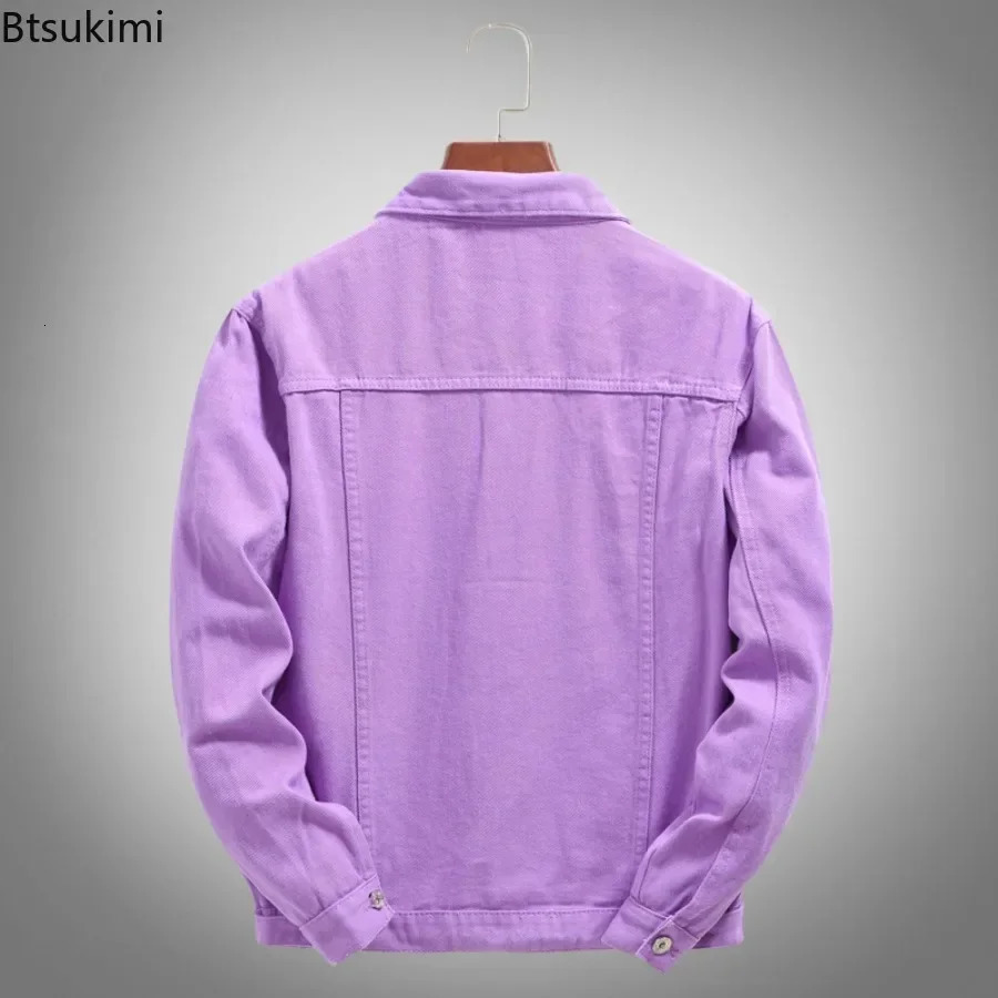 2025 Mens Casual Denim Jacket Korean Style Loose Cotton Handsome Tops Trend Orange Lapel Hip Hop Jean Plus Size 250530