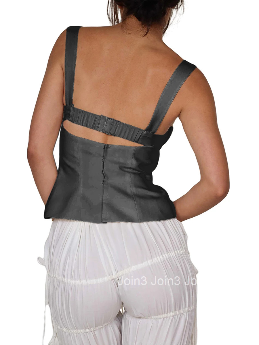 Womens Sleeveless v Neck Crop Top Off Shoulder Solid Color Casual Party Summer Sling Vest for Ladies