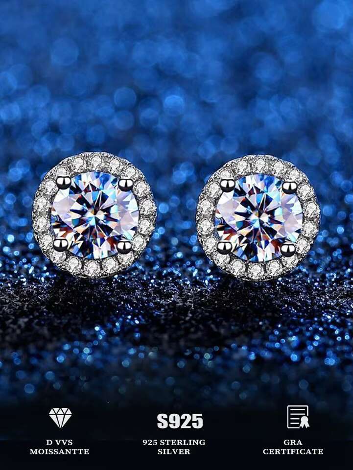 New Engagement 925 Sterling Silver Moissanite Stud Earrings for Women Original Moissanite Jewelry