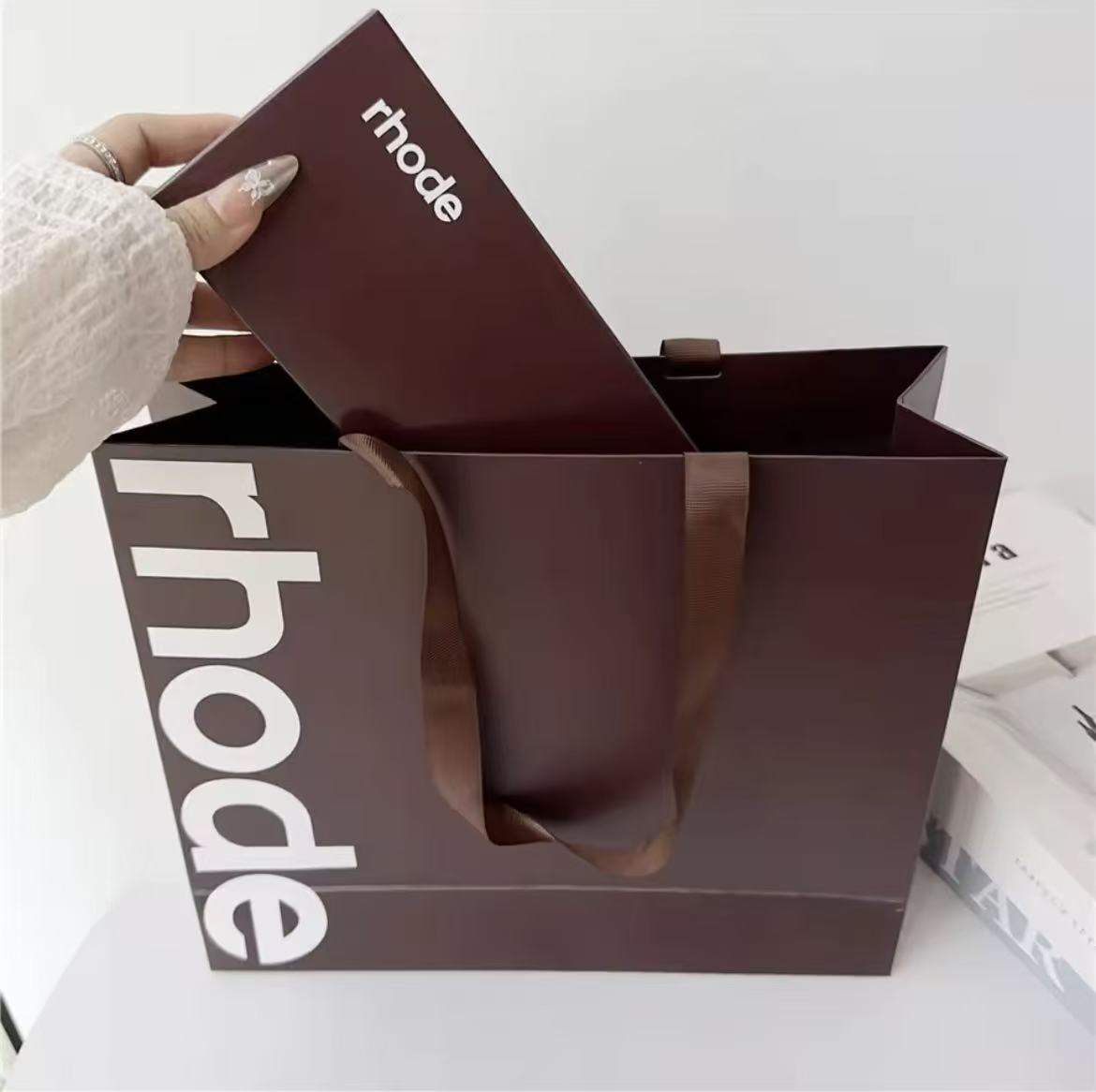 Luxury Rhode Premium Silicone Case Set For IPhone16E 16 15 Plus 14 13 12 11 Pro Max With Box Lipstick Bracket Protect Back Cover