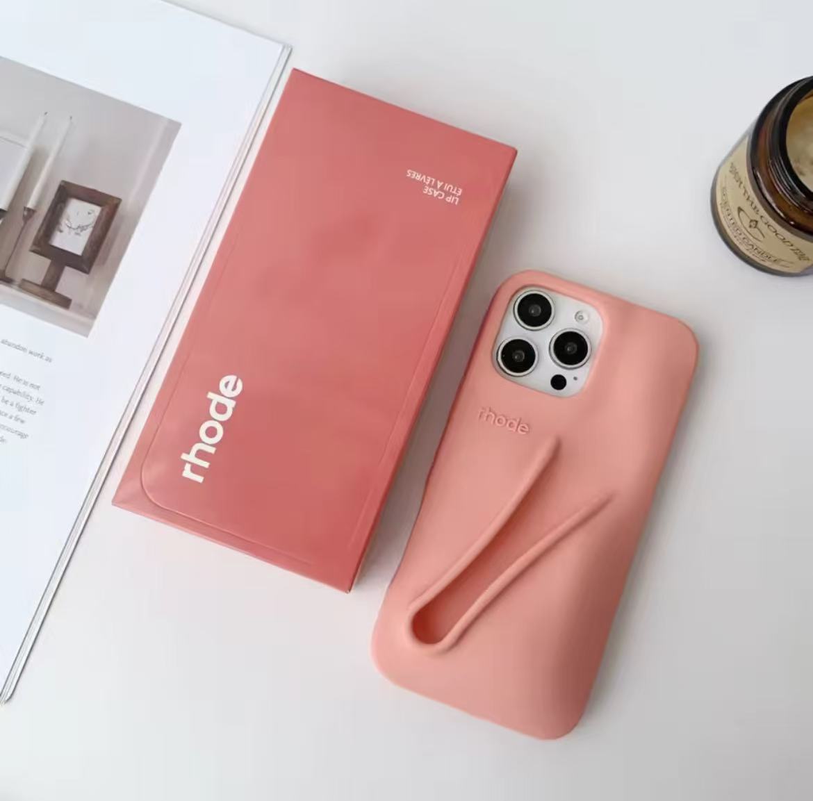 Hot Rhode Lip Gloss Silicone Phone Case for iPhone 11 12 13 14 15 16 Pro Max 16E Cases With Box Lip Gloss Holder Lipstick Design