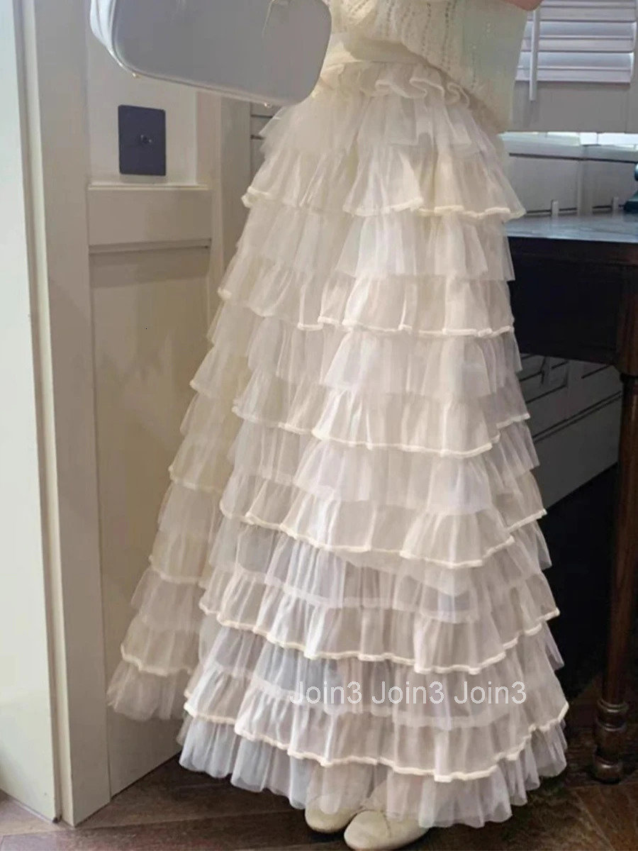 Elegant Womens High Waist Layered Ruffle Tulle Skirt in Solid Color Perfect for Daily Office Wear and Special Occasions