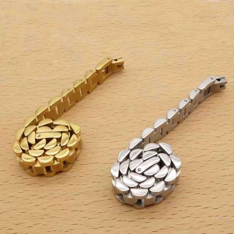 Pulsera Gold Plated Stainless Steel Couple Bracelets for Women Men Bangles