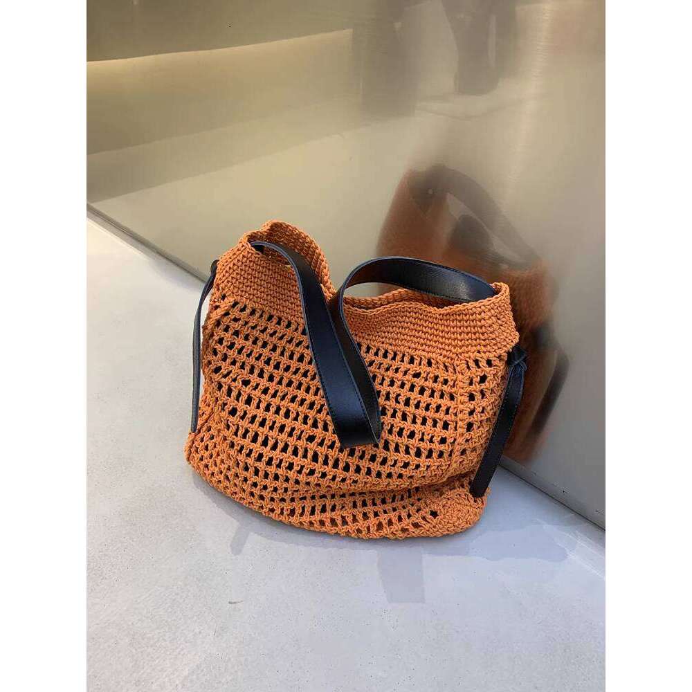 Niche Single Shoulder Genuine Leather Casual Crossbody Large Relaxed Lazy Cotton Linen Mori Style Woven Bag for Women