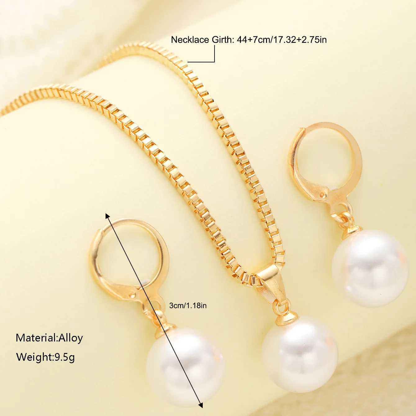 FTCY 3 Pcs Imitation Pearl Necklace Jewelry Set for Women Elegant Vintage Gold Color Necklace Earrings Wedding Jewelry Set Gift Z250607