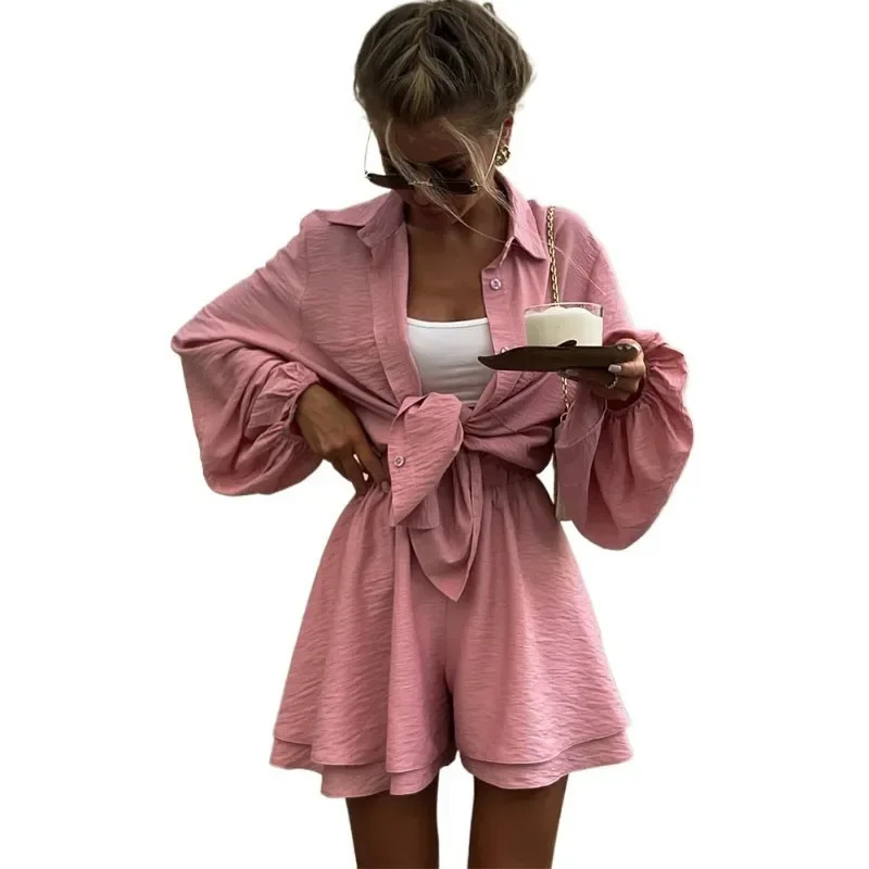 Casual Loose Short Sets for Women 2 Piece Sets Womens Outfits Spa Holiday Baggy Fashion Shorts Suits Woman Summer Good-looking 250605