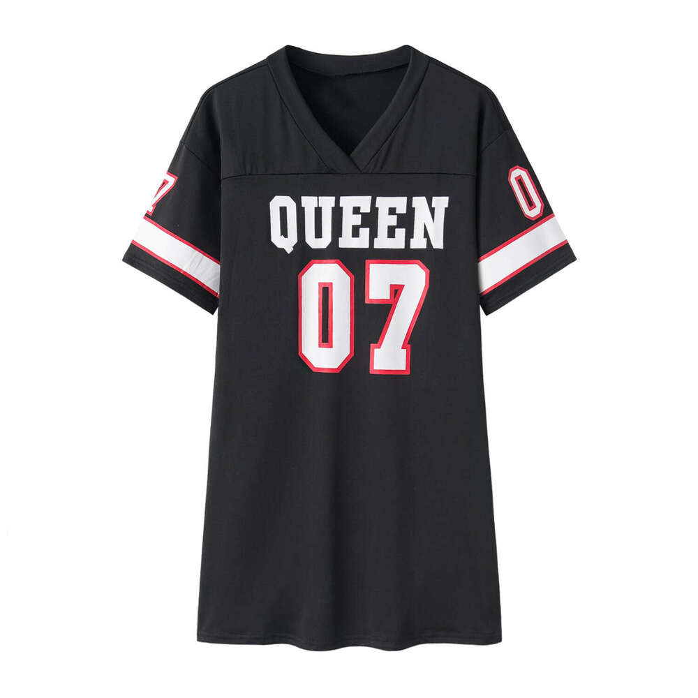 European and American Women's Fashion Casual Hip-hop 07 Letter Print Spring Summer Short Sleeve T-shirt Dress Women 2025 Elegant Versatile New Tr