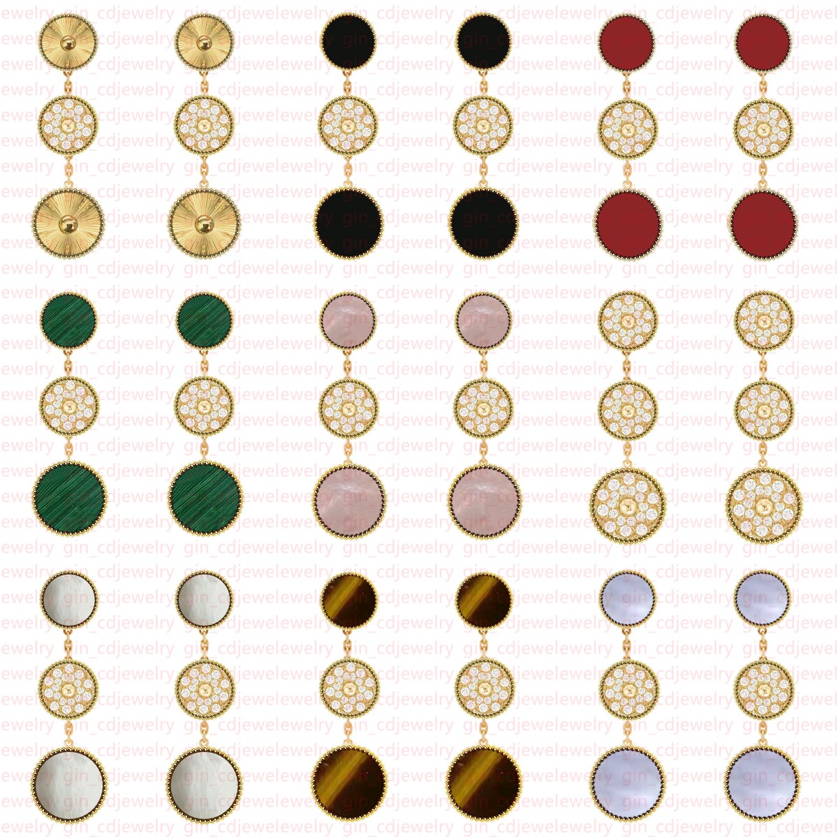 Classic lucky 3 flower j diamond earrings plated with 18k gold suitable for women and girls Valentine's Day Mother's Day Christmas engagement jewelry gift